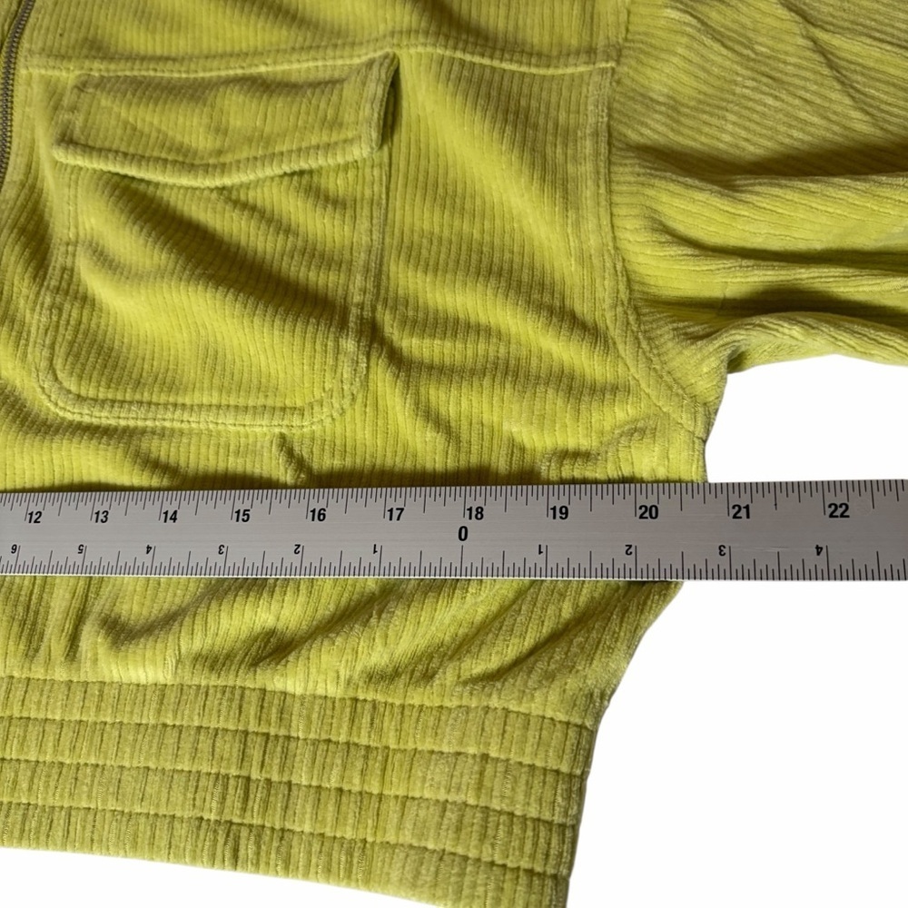Aerie Cropped Corduroy Zip Jacket |  Bright Yellow Green | Size M - Picture 10 of 14